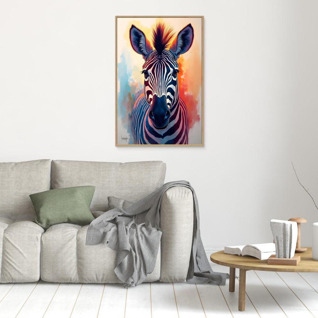 Warm Safari Zebra Colourful Minimalist Canvas