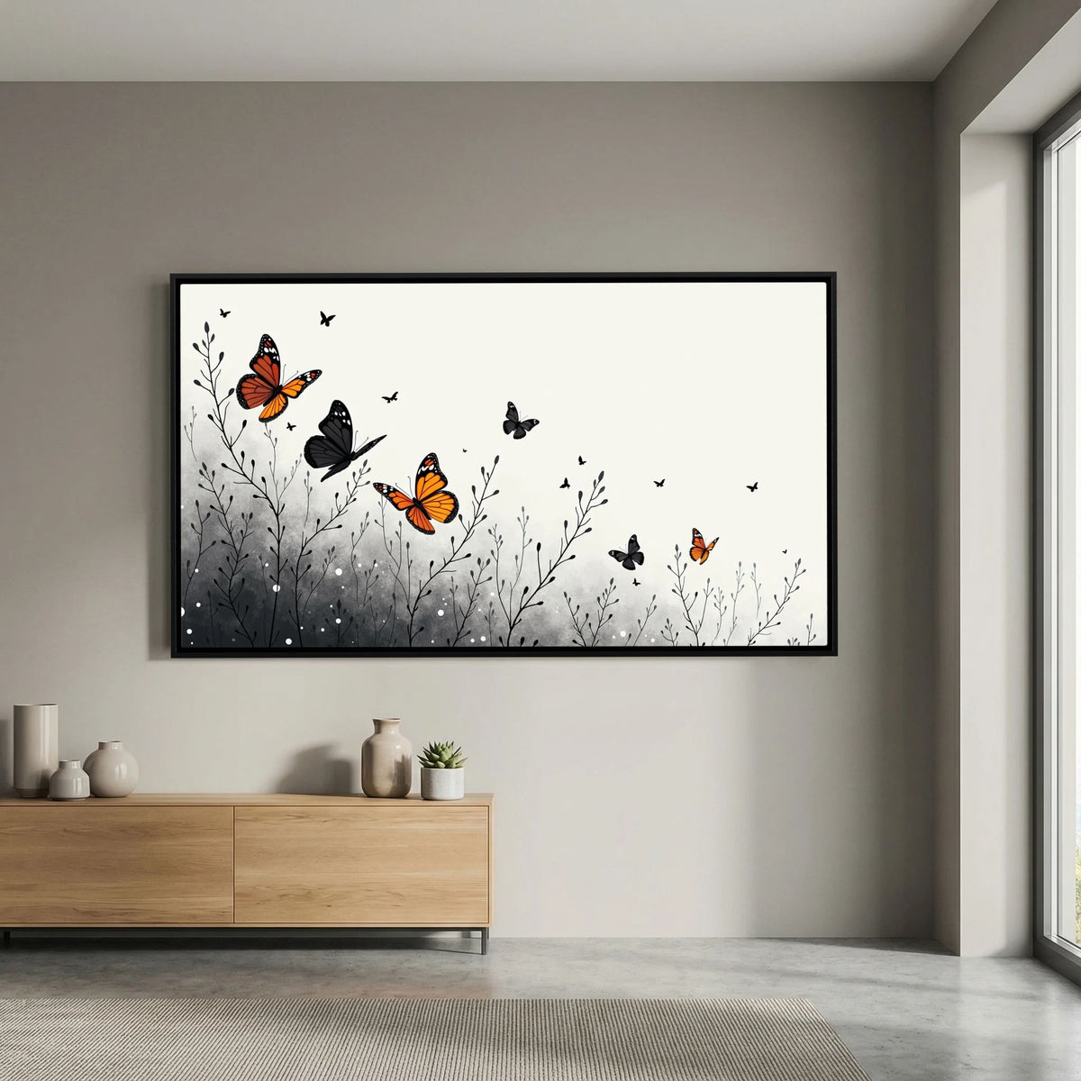 Butterfly In Flight Wall Canvas Art