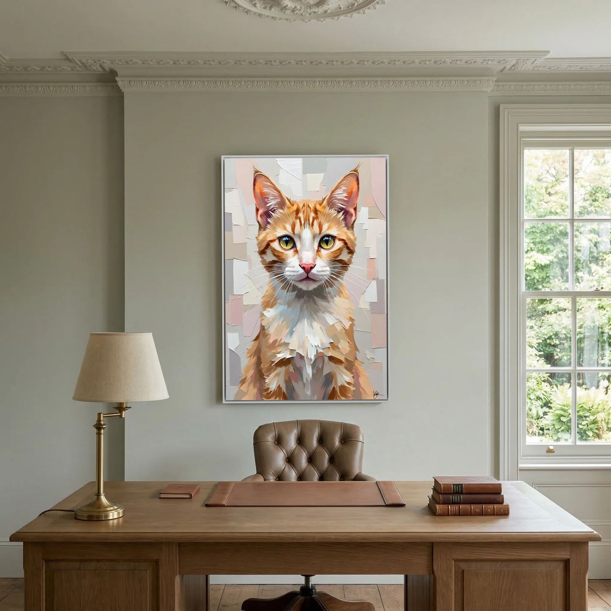 Cute Kitten Abstract Oil Style Minimalist Canvas Kids Room