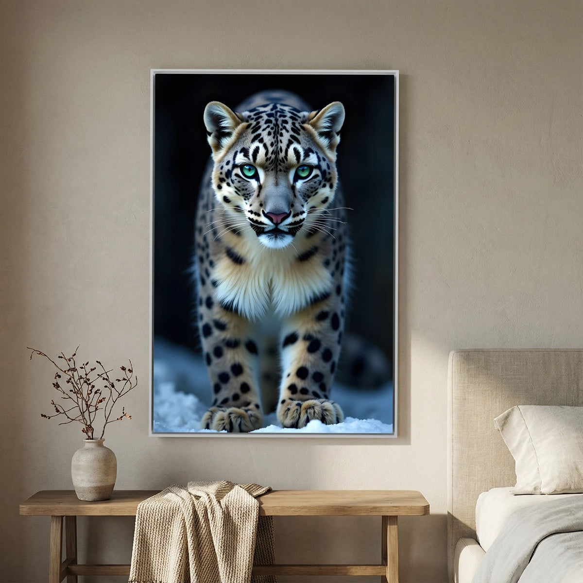 Snow Leopard Wall Canvas Minimalist Wall Decor