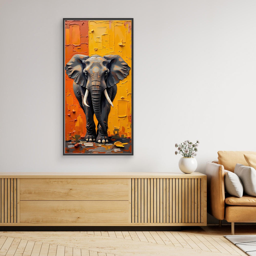 Abstract Oil Style Print of Lone Elephant