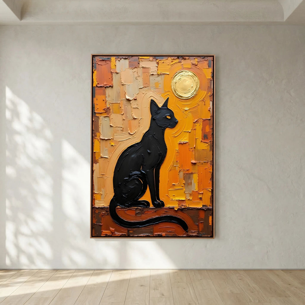 Domestic Cat Abstract Oil Style Canvas Minimalist Wall Decor