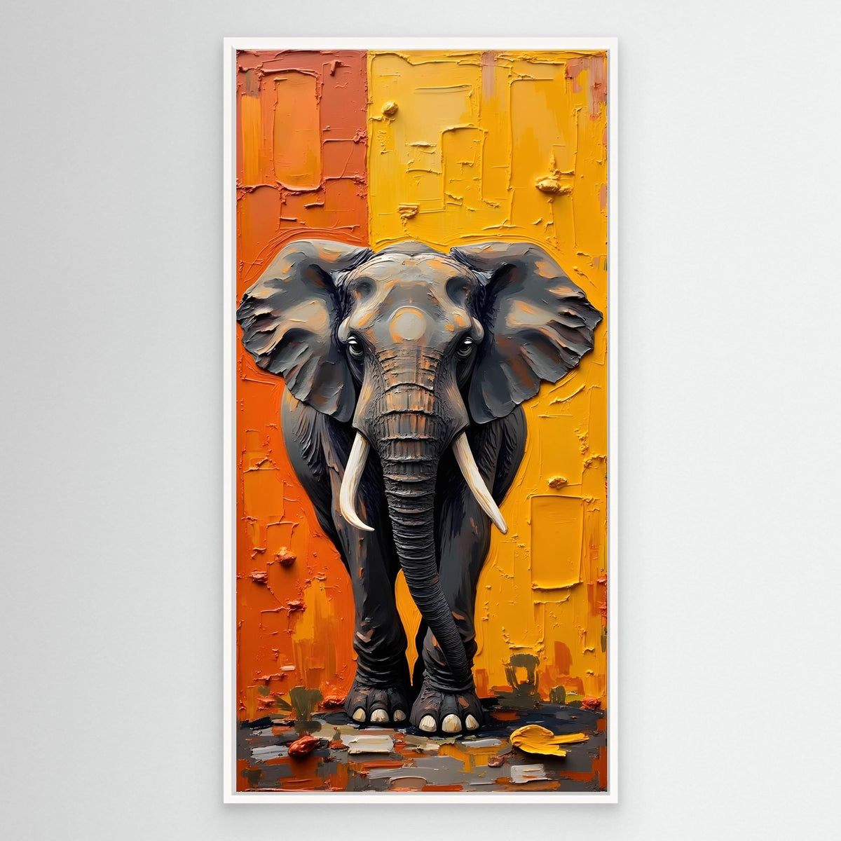 Abstract Oil Style Print of Lone Elephant