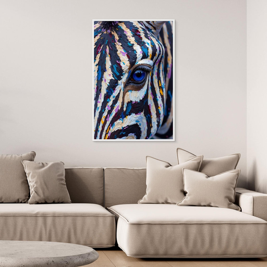 Zebra Monochrome A Hint Of Colour Minimalist Oil Style Canvas 