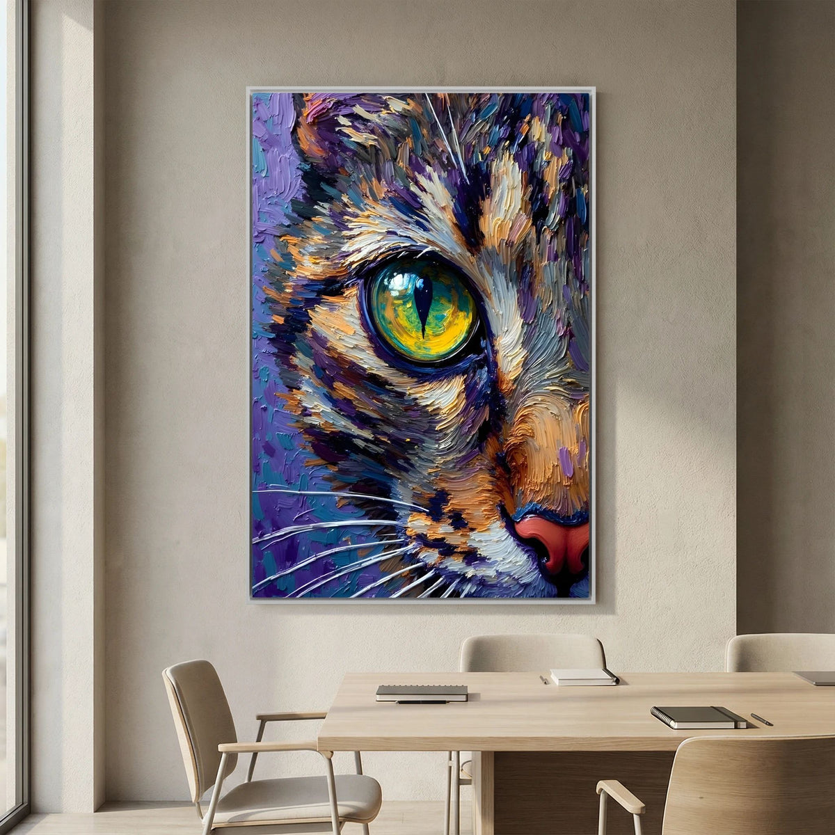 Abstract Domestic Cat Oil Style Canvas Minimalist Wall Decor