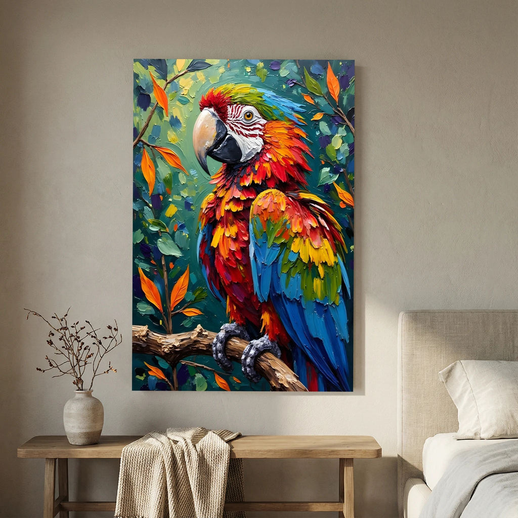 A Vibrant Macaw Stand Out In Any Room Minimalist Wall Canvas