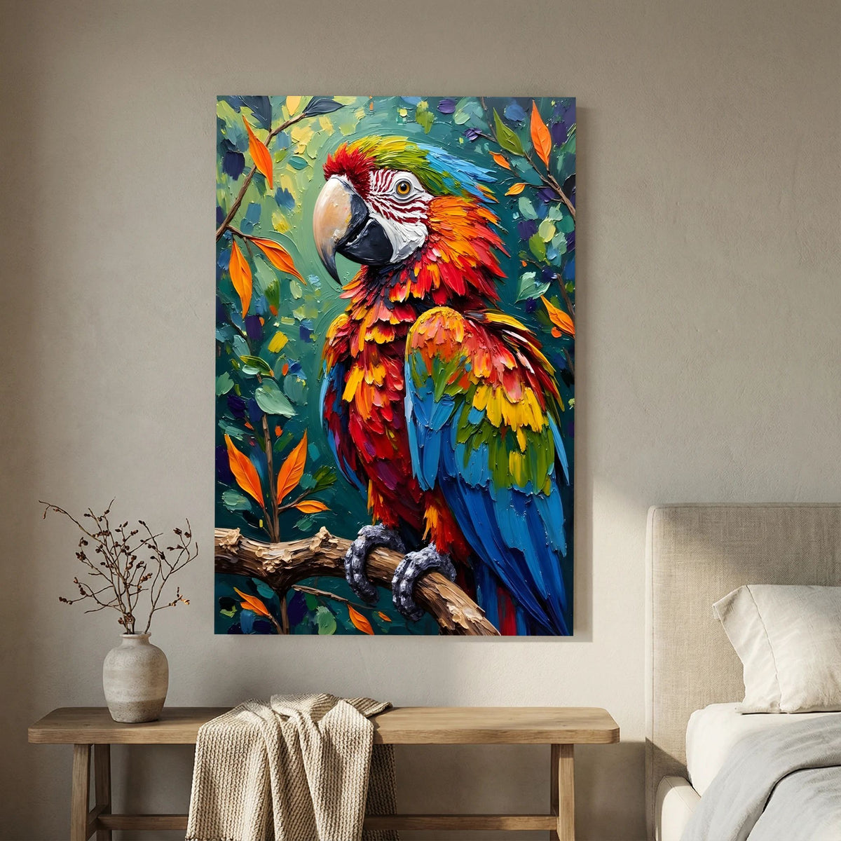 A Vibrant Macaw Stand Out In Any Room Minimalist Wall Canvas