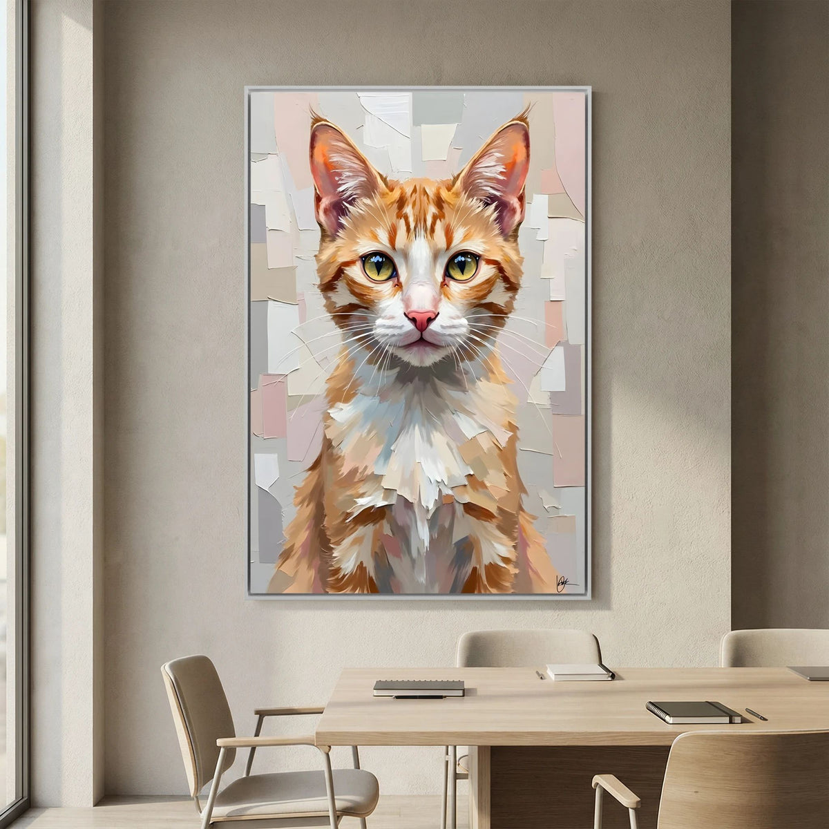 Cute Kitten Abstract Oil Style Minimalist Canvas Kids Room