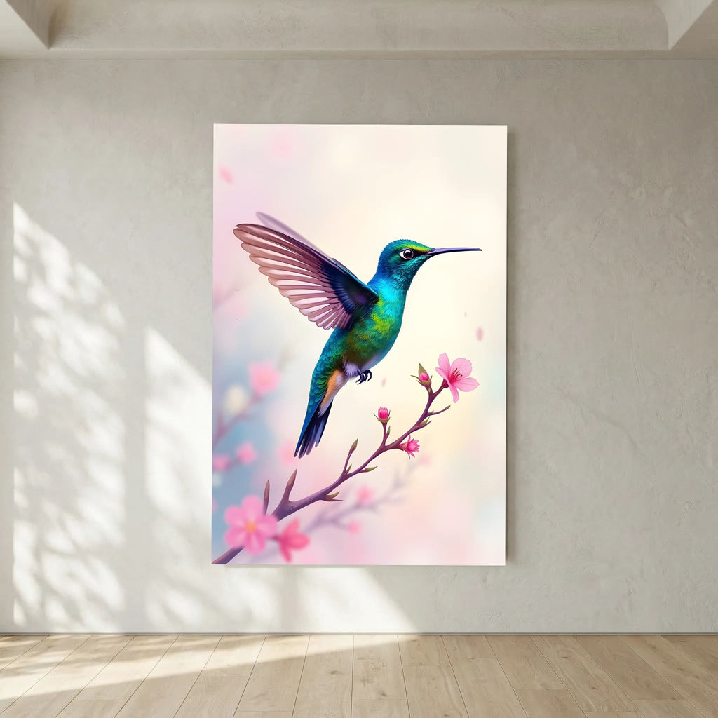 Vibrant Humming Bird Minimalist Canvas Wall Art
