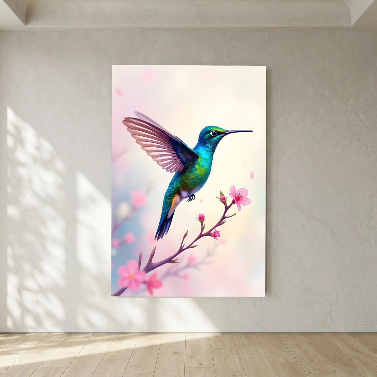 Vibrant Humming Bird Minimalist Canvas Wall Art