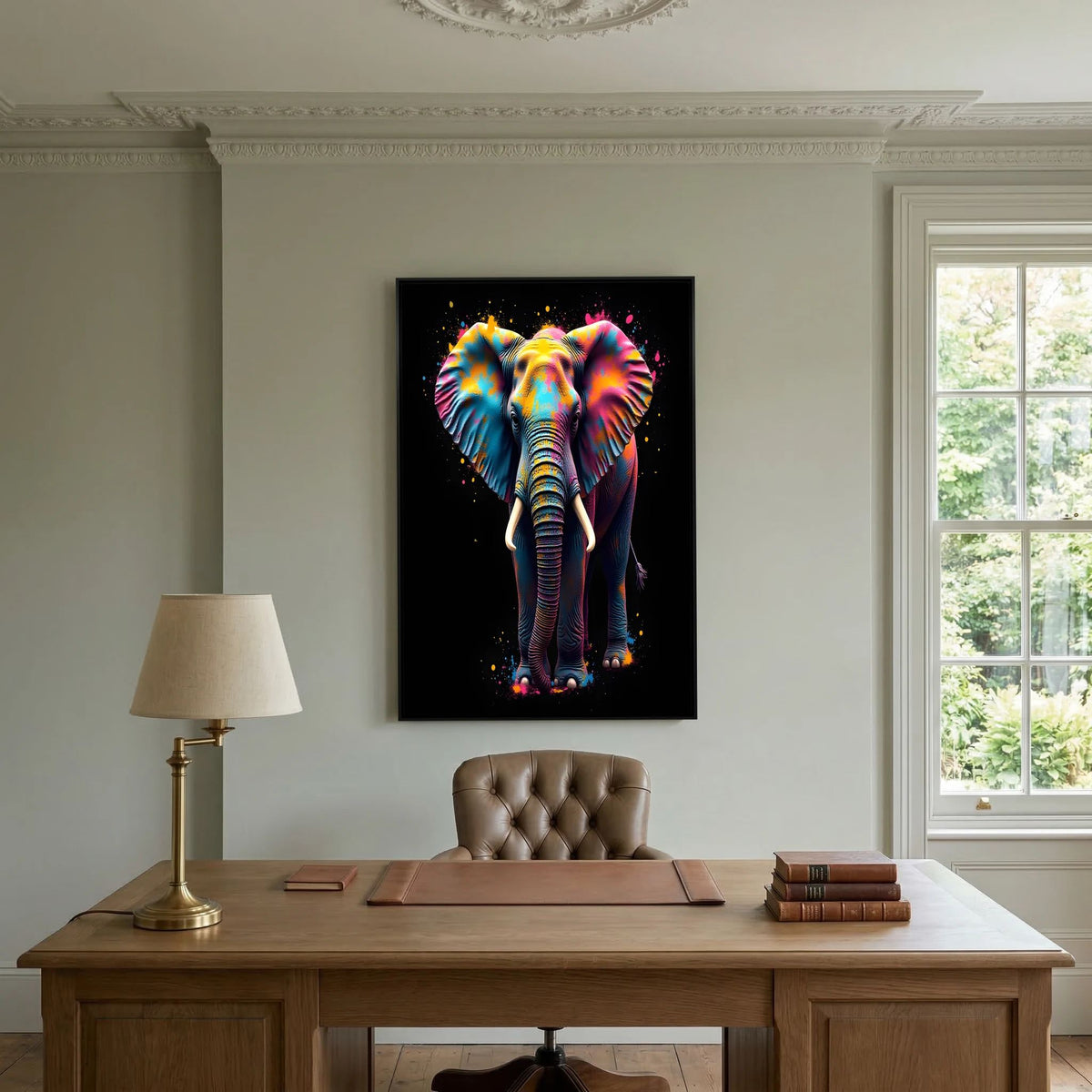 Abstract Elephant Canvas Wall Art, Modern Safari Nursery Print, Warm Toned Statement Decor, Poly-Cotton Framed Wildlife Art, Gift