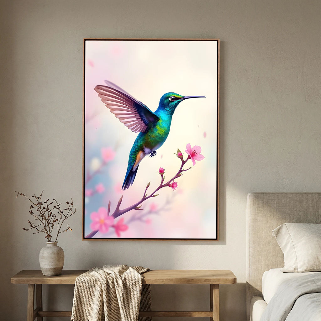Vibrant Humming Bird Minimalist Canvas Wall Art