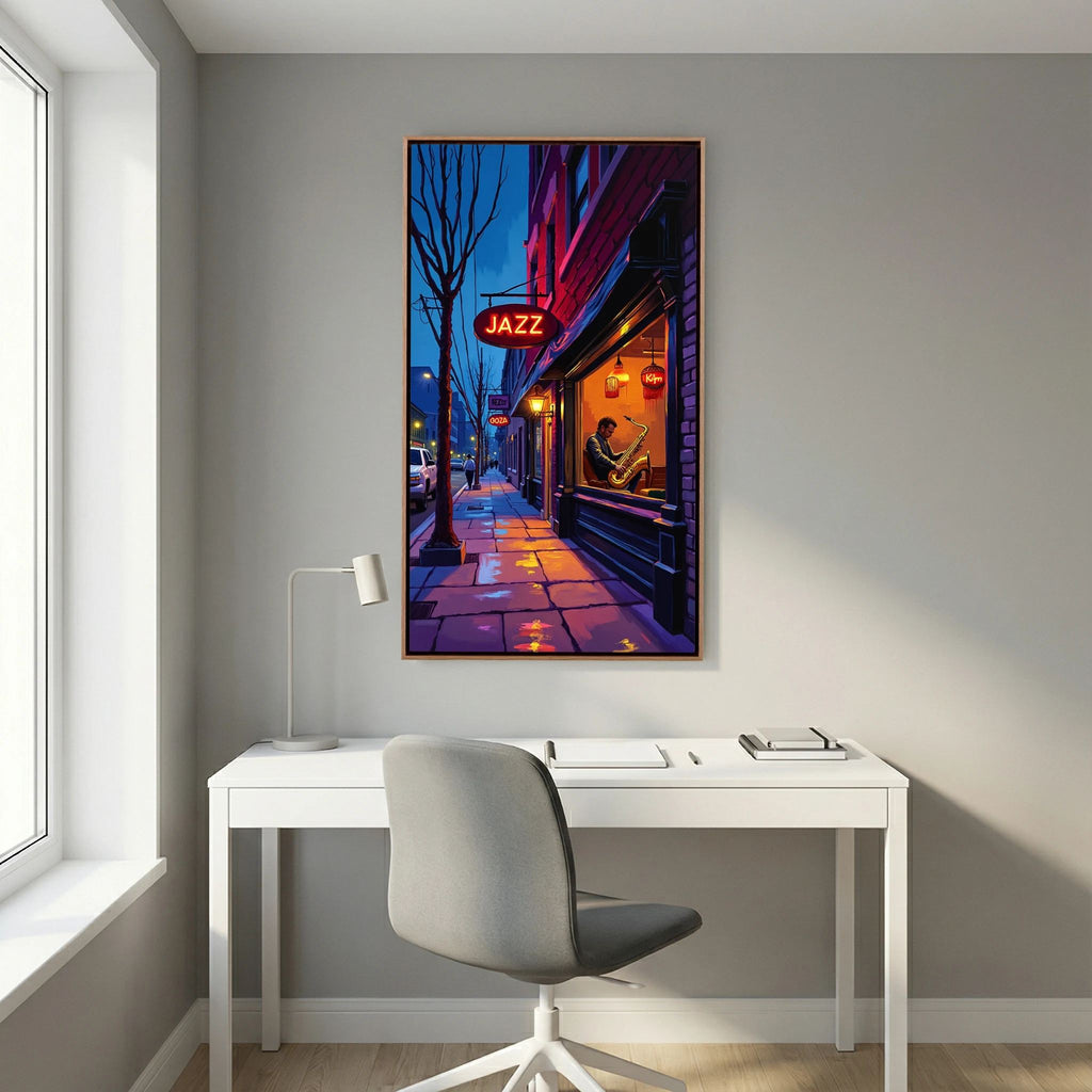 Jazz Bar Street Scene Canvas Wall Art