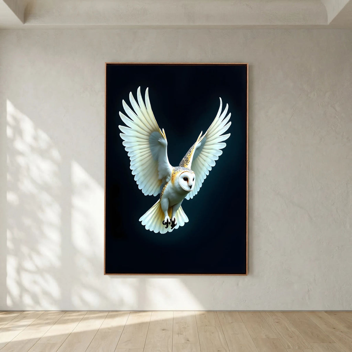 Exquisite  Barn Owl In Flight Print Minimalist Wall Canvas