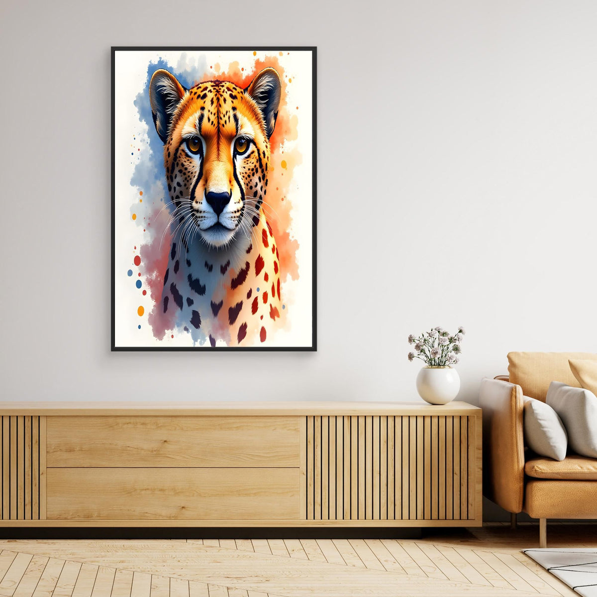 Abstract Cheetah Minimalist Ink Style 