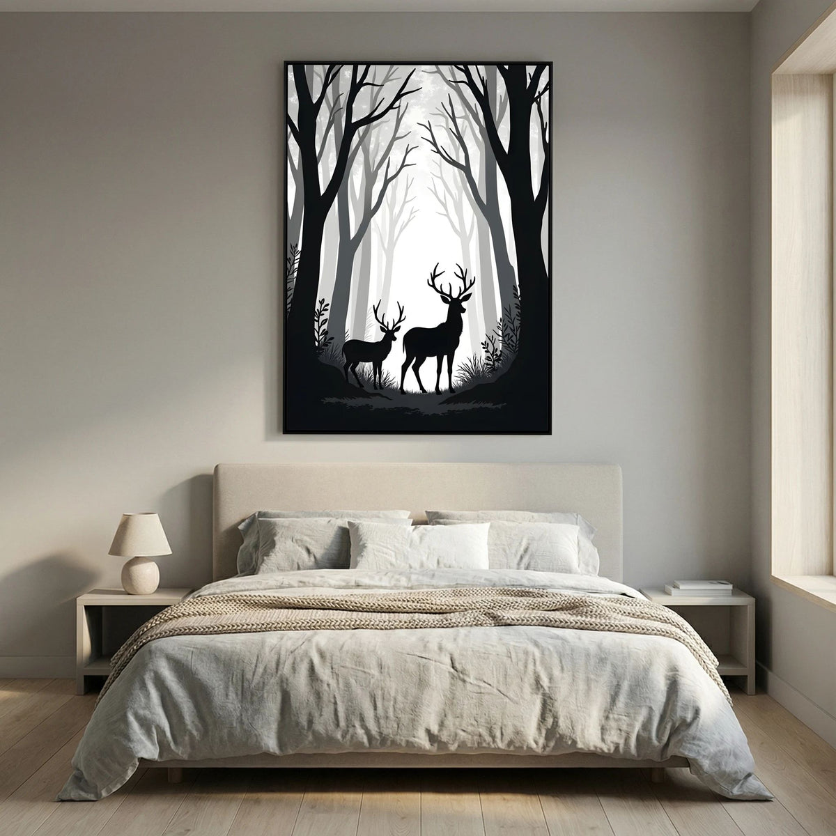 Black & White Forest Deer