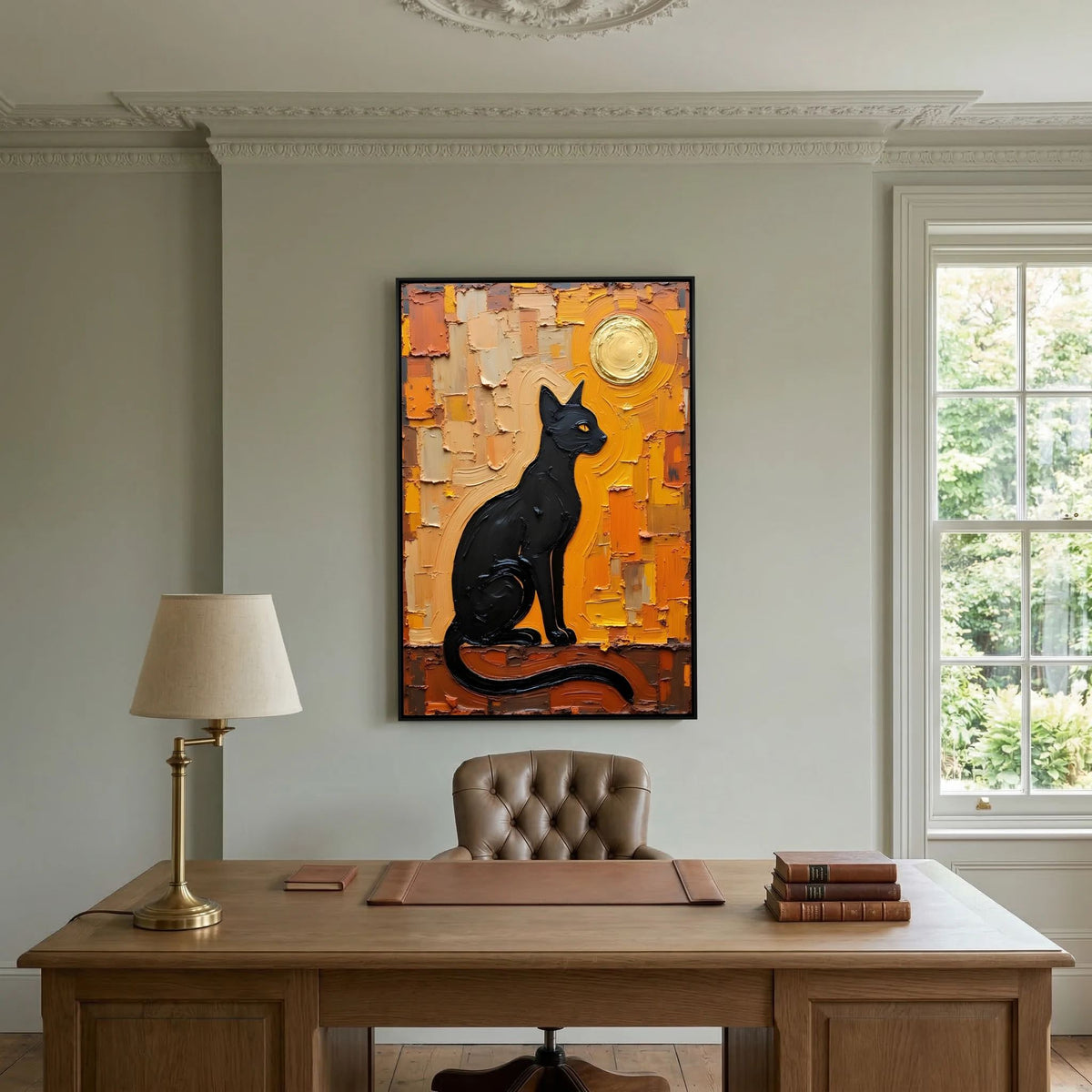 Domestic Cat Abstract Oil Style Canvas Minimalist Wall Decor