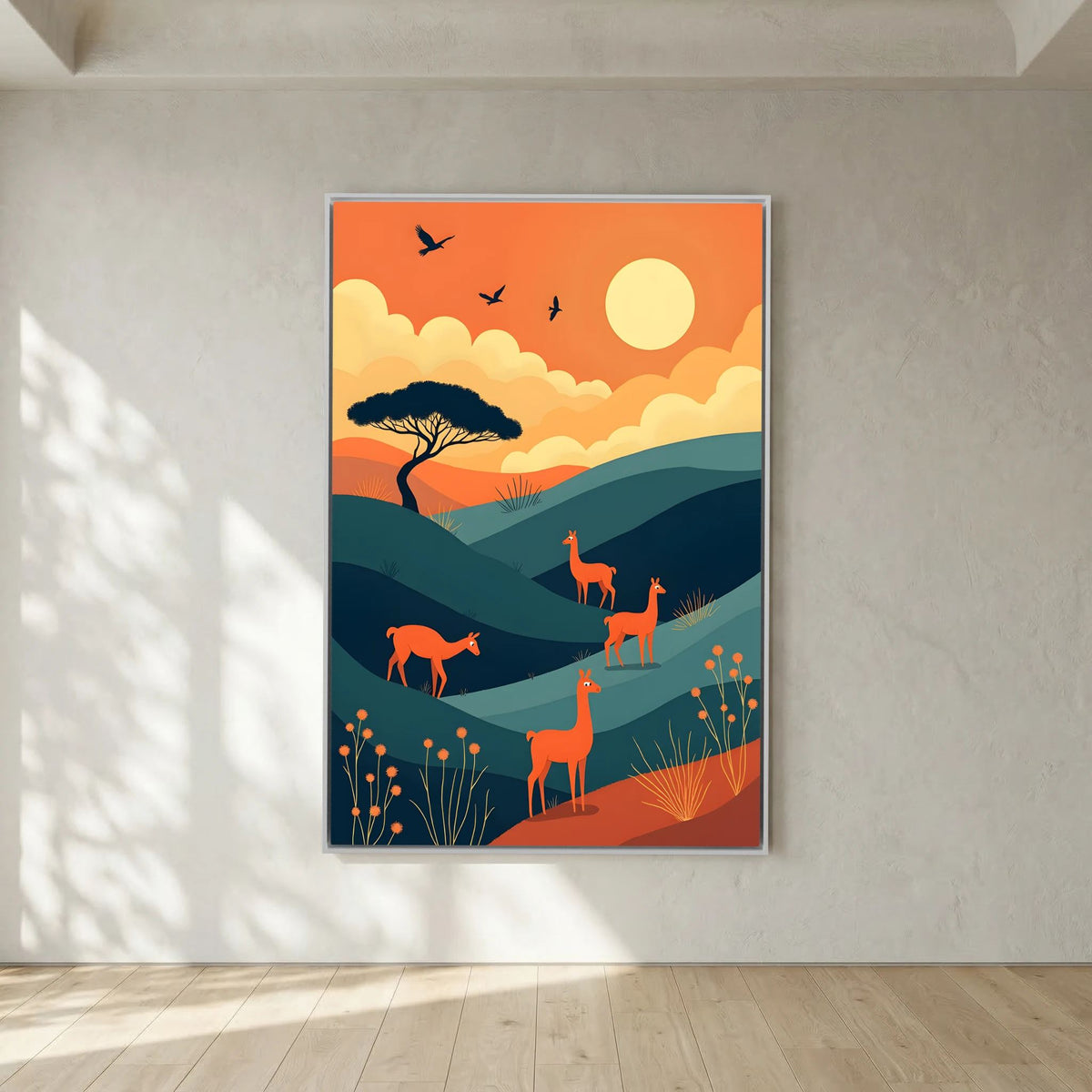 Alpaca At Sunset Abstract Wall Canvas