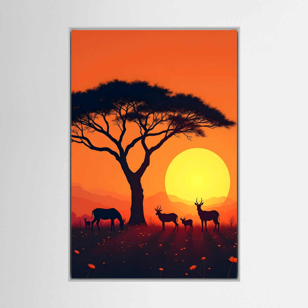 Sunset Abstract Of African Planes Wall Canvas
