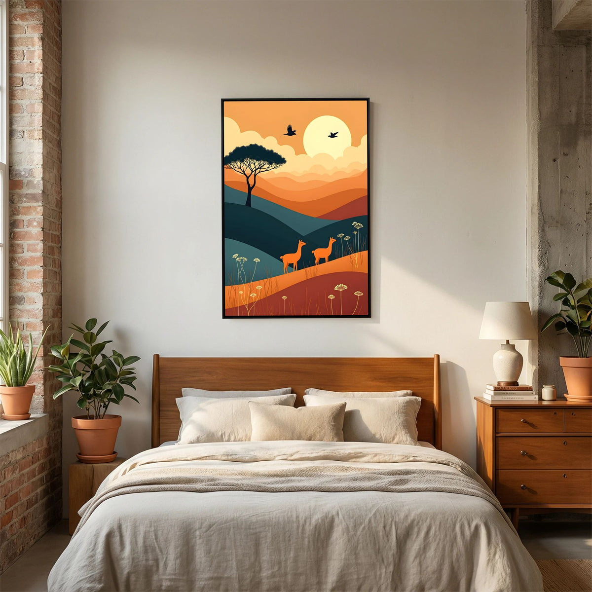 Duo Of Alpaca Abstract Wall Canvas