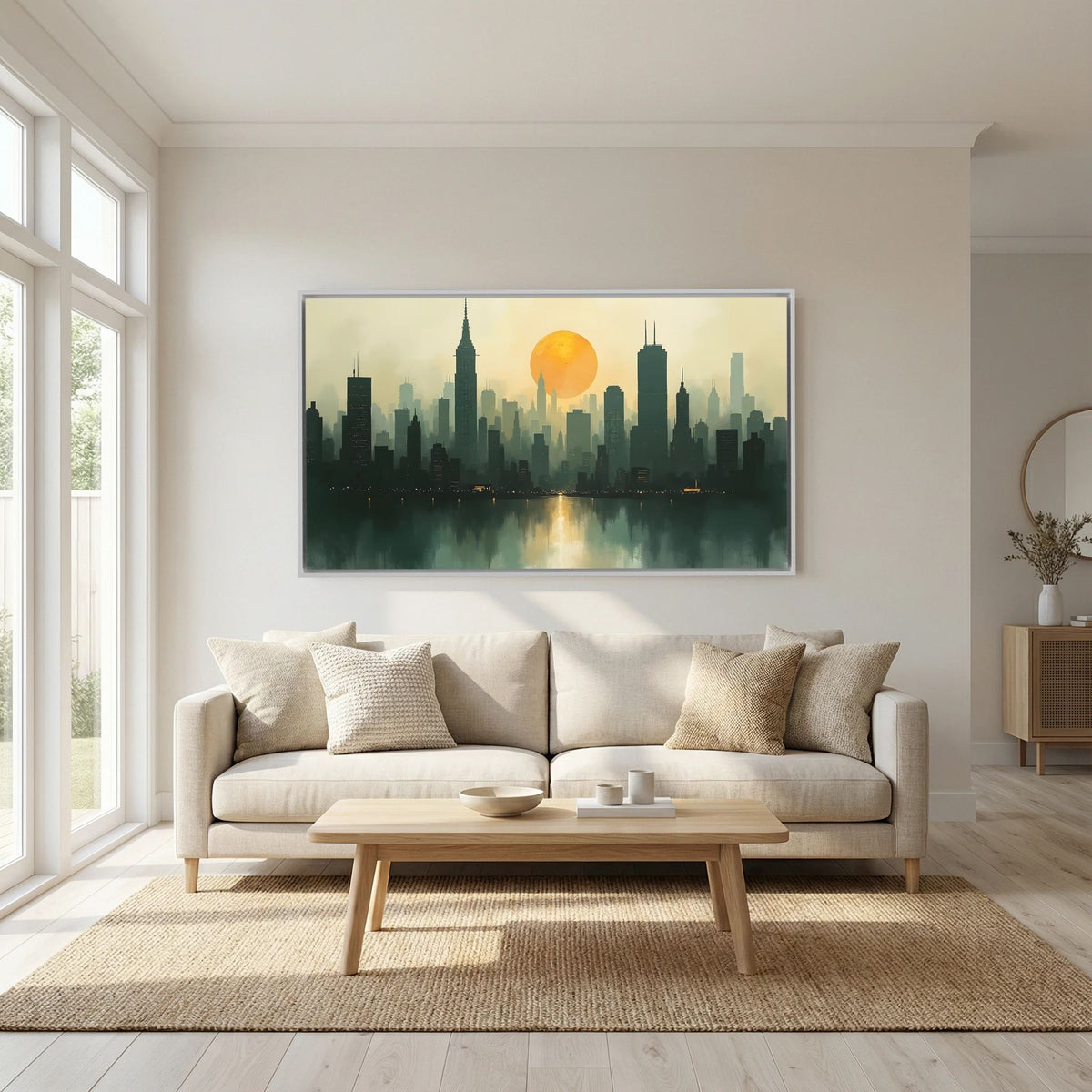 Minimalist Cityscape At Sunset 
