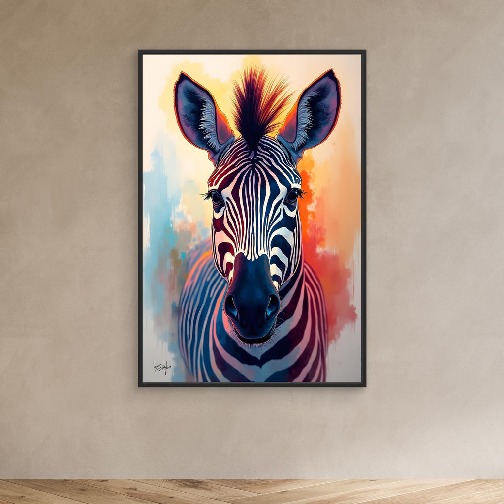 Warm Safari Zebra Colourful Minimalist Canvas