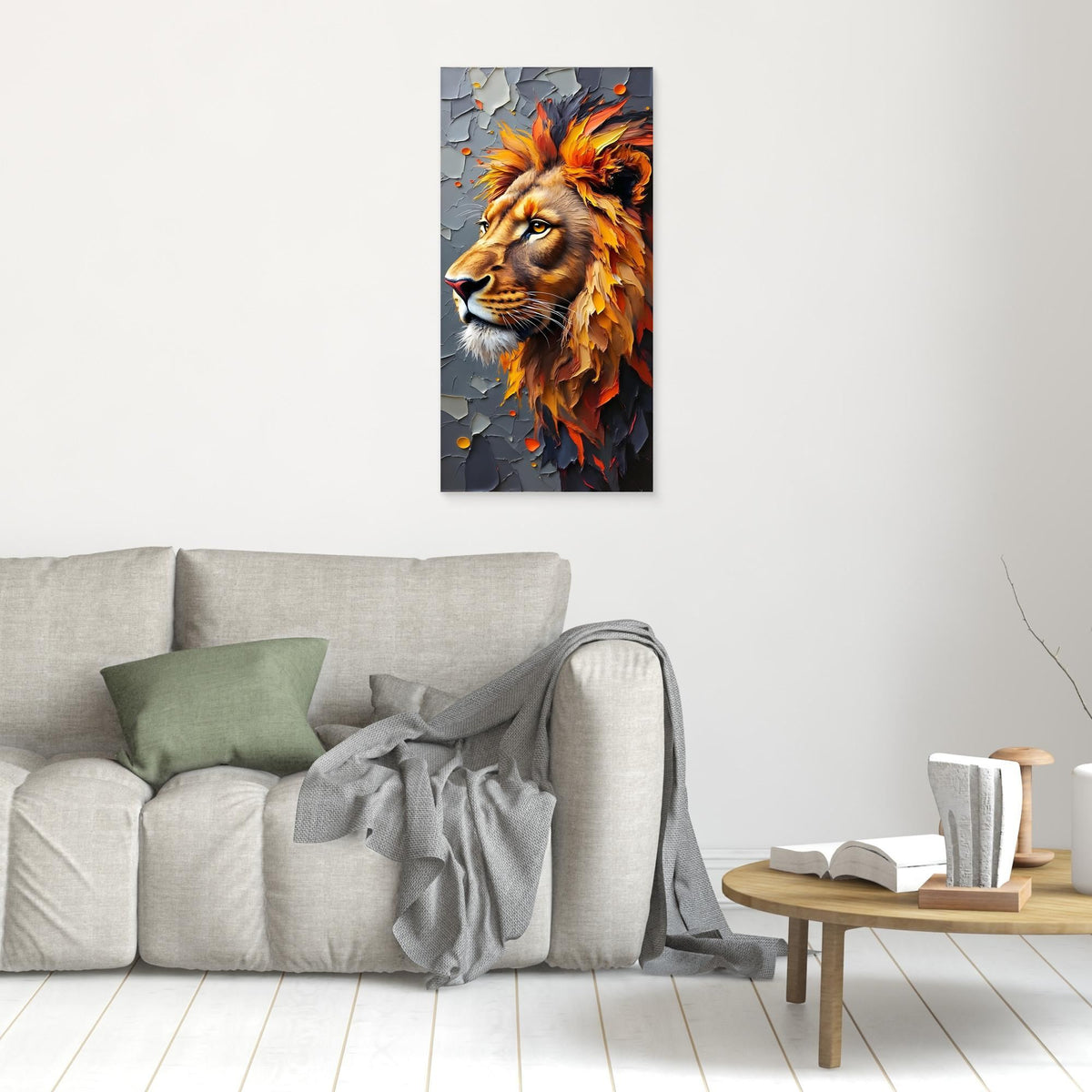 Abstract Male Lion Oil Painting Style