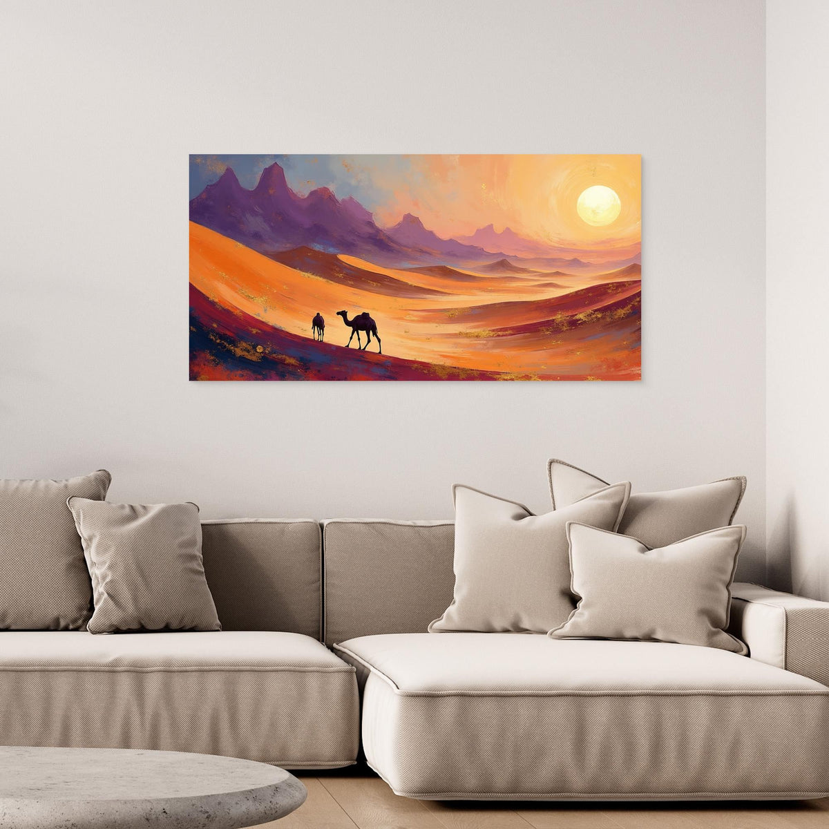 Camels In The Dessert Abstract Wall Canvas Ready To Hang