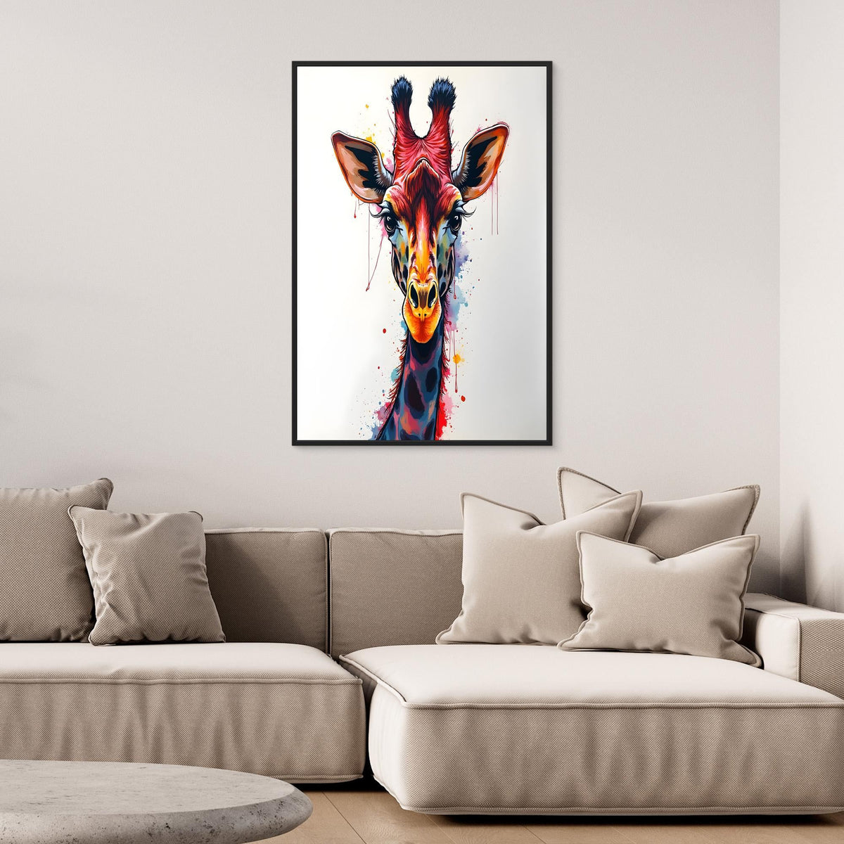 Giraffe Wall Art Minimalist Ink Style