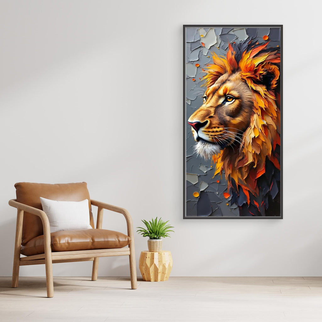 Abstract Male Lion Oil Painting Style
