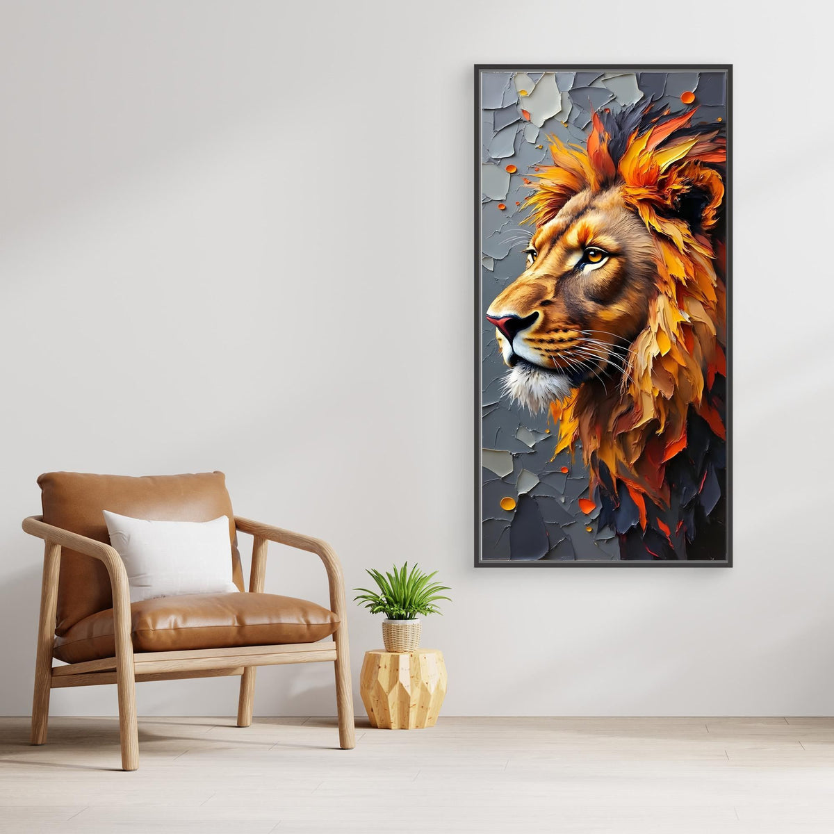 Abstract Male Lion Oil Painting Style