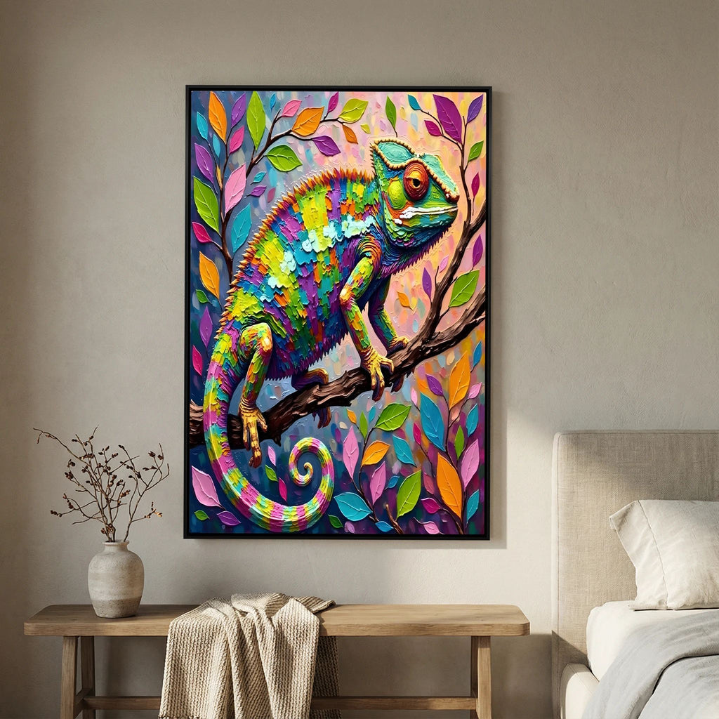 Vibrant Multi-colour Chameleon Bold Abstract Oli Style Wall Canvas