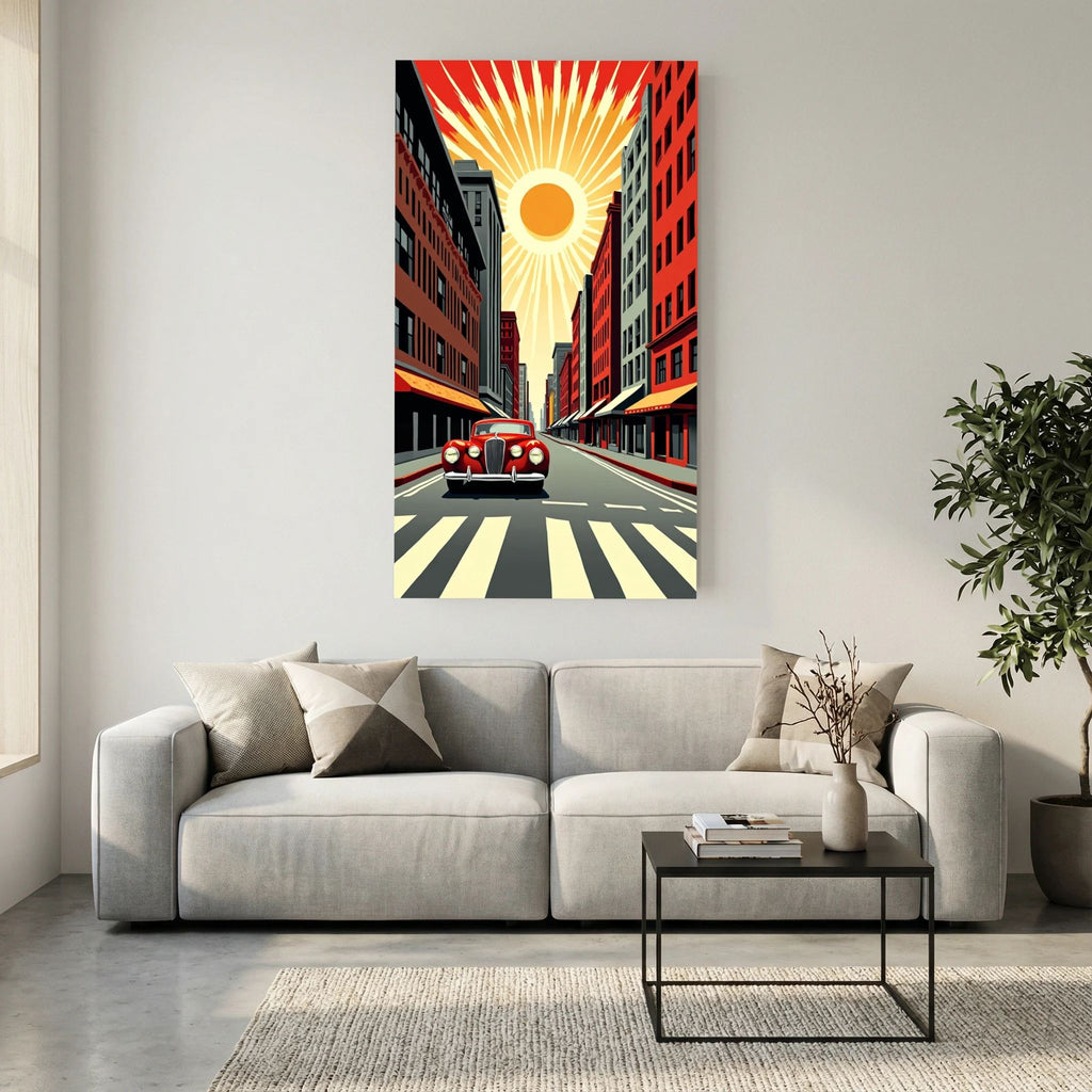 Vintage Street Scene Wall Canvas