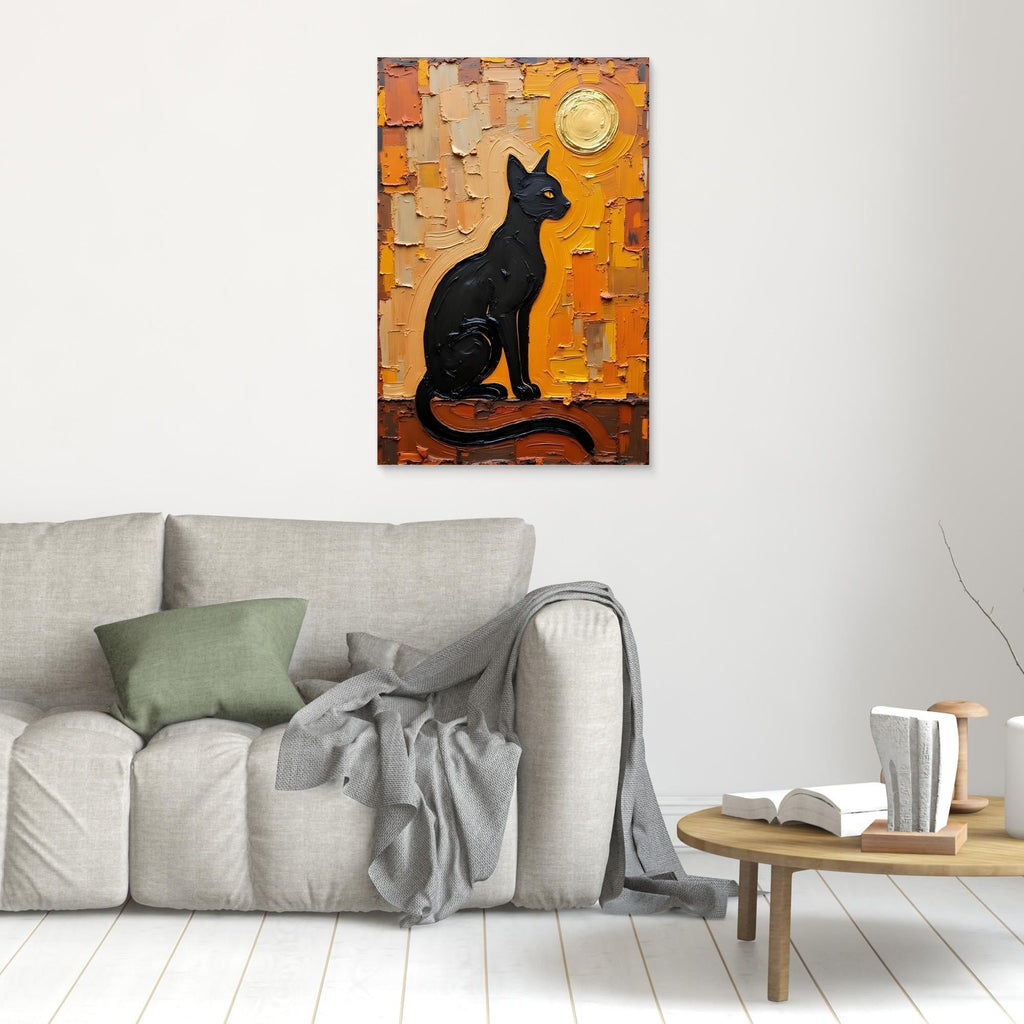 Domestic Cat Abstract Oil Style Canvas Minimalist Wall Decor