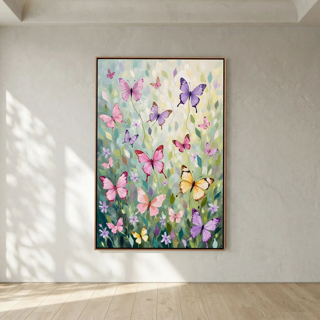 Butterfly Wall Art Pastel Colours Minimalist Abstract Canvas