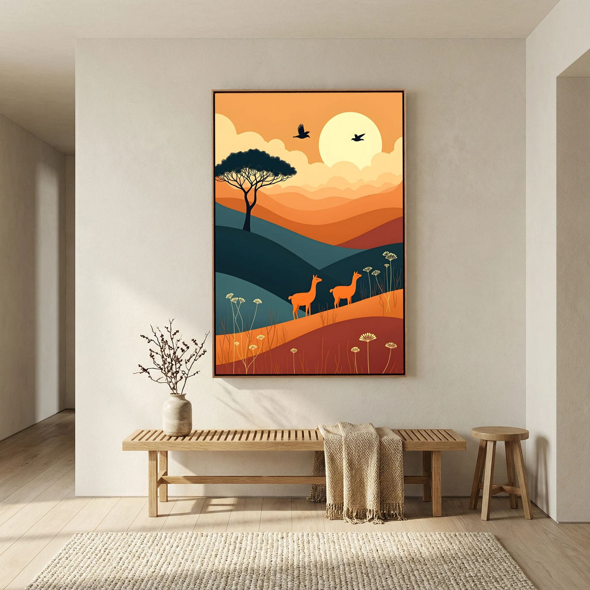 Duo Of Alpaca Abstract Wall Canvas