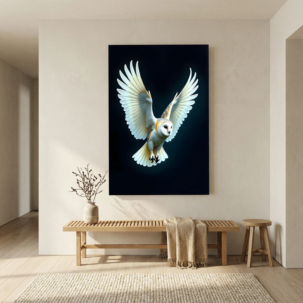 Exquisite  Barn Owl In Flight Print Minimalist Wall Canvas