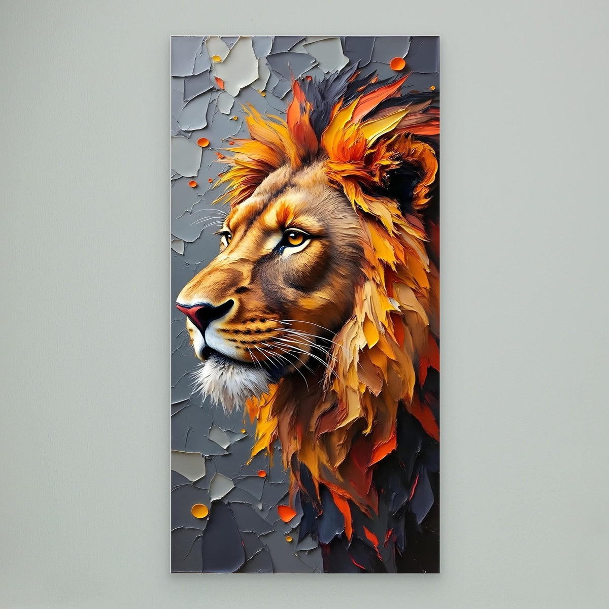 Abstract Male Lion Oil Painting Style