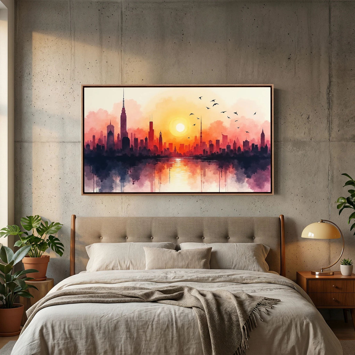Minimalist Cityscape At Sunset 