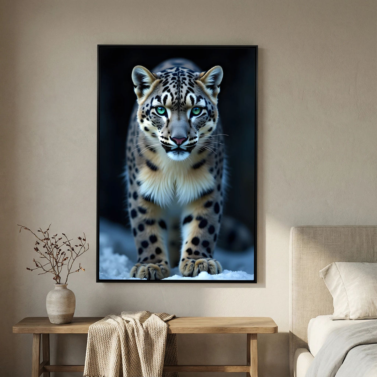 Snow Leopard Wall Canvas Minimalist Wall Decor