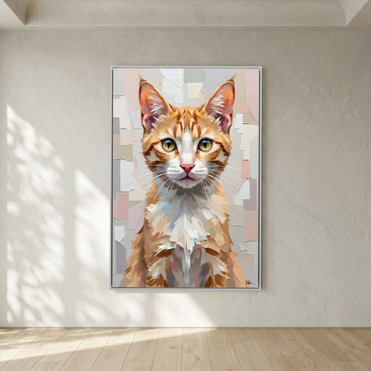 Cute Kitten Abstract Oil Style Minimalist Canvas Kids Room