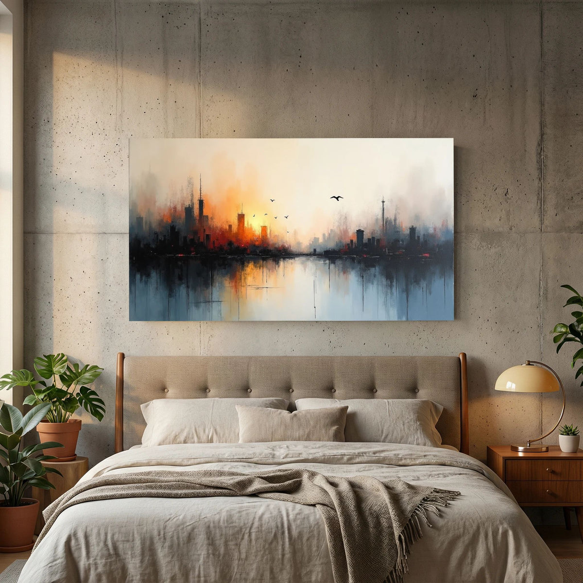 Cityscape At sunset Canvas Wall Art 