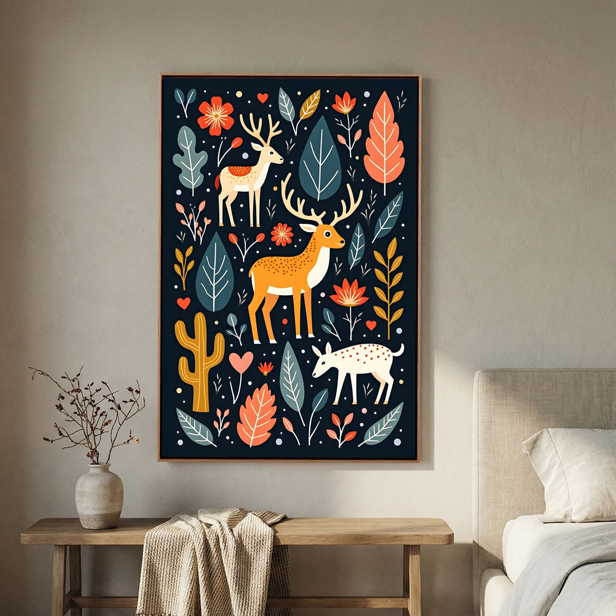 Abstract Deer Wall Canvas