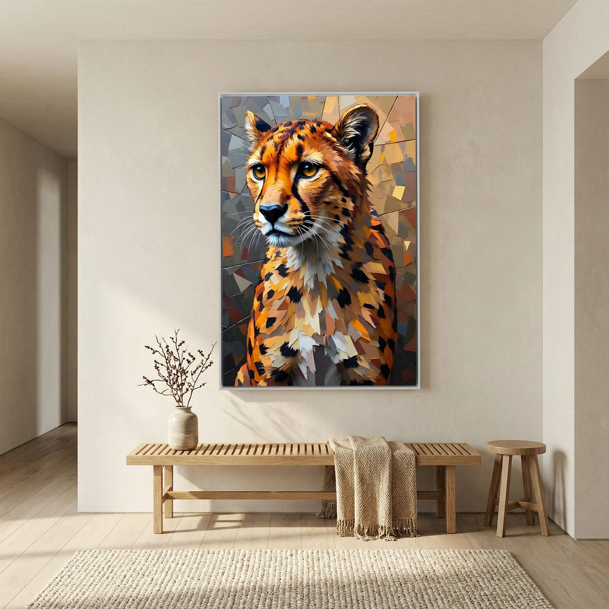 Oil Style Abstract Cheetah Statement Minimalist Wall Canvas