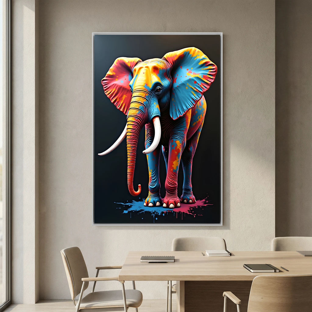 Abstract Elephant Canvas Wall Art, Modern Safari Print, Warm Toned Statement Decor, Poly-Cotton Framed Wildlife Art, Gift