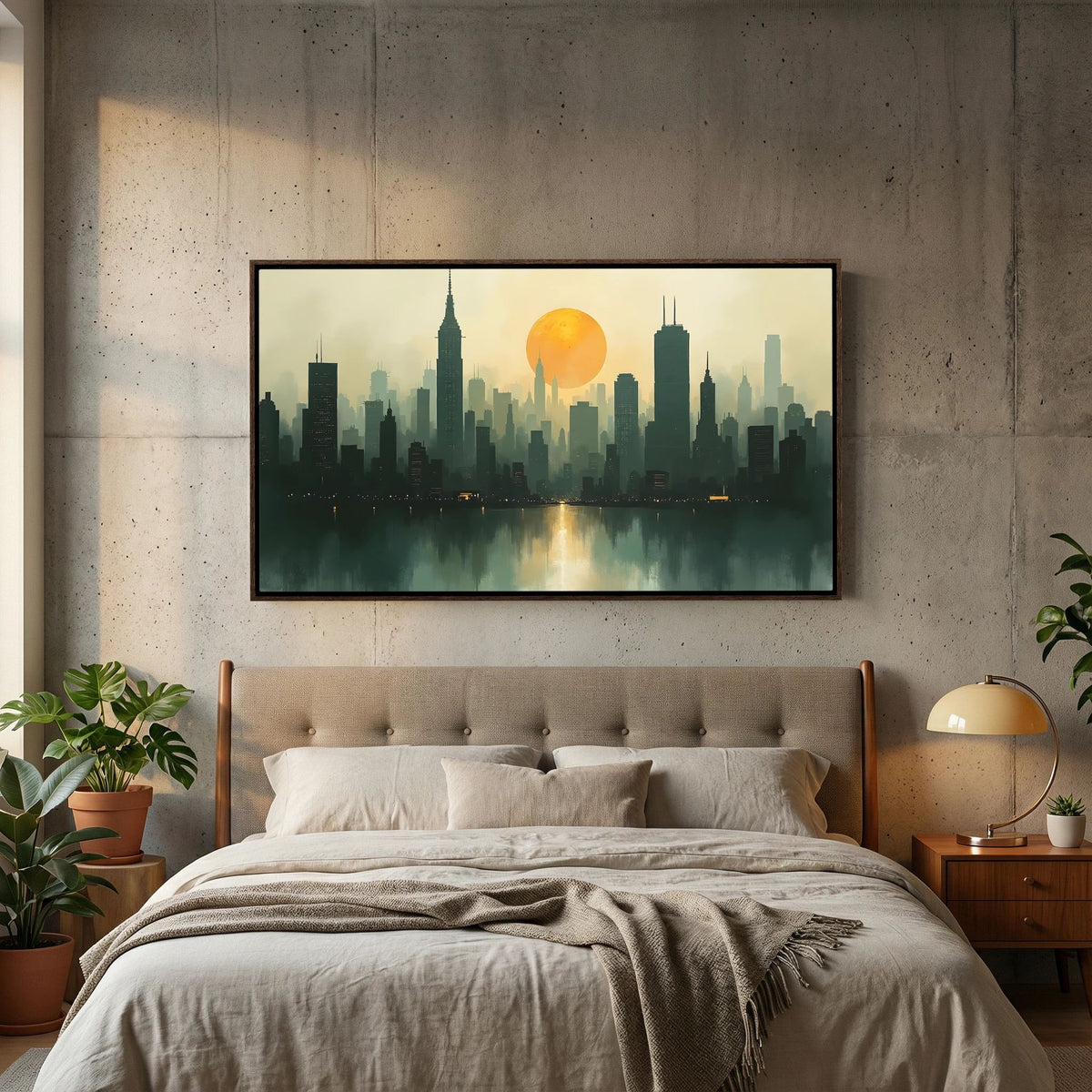 Minimalist Cityscape At Sunset 