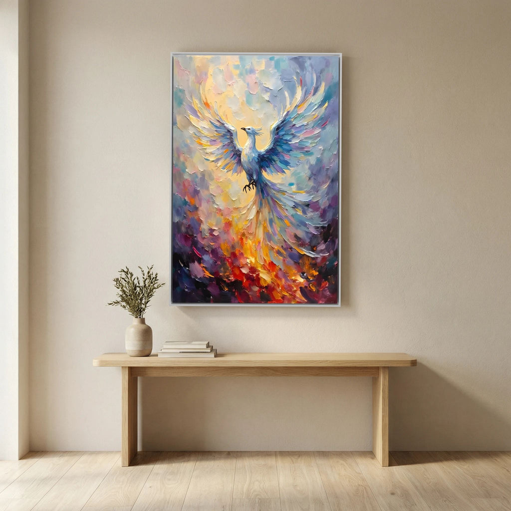 Phoenix In Flight Vibrant Majestic Minimalist Oil Style Decor