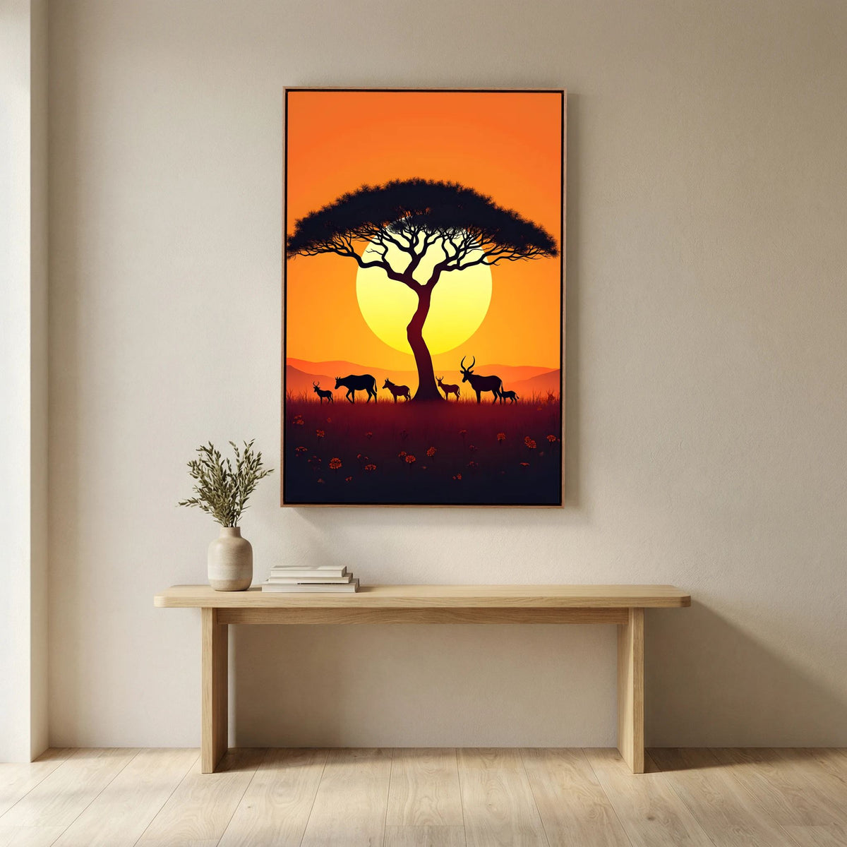African Planes At Dusk Wall Canvas
