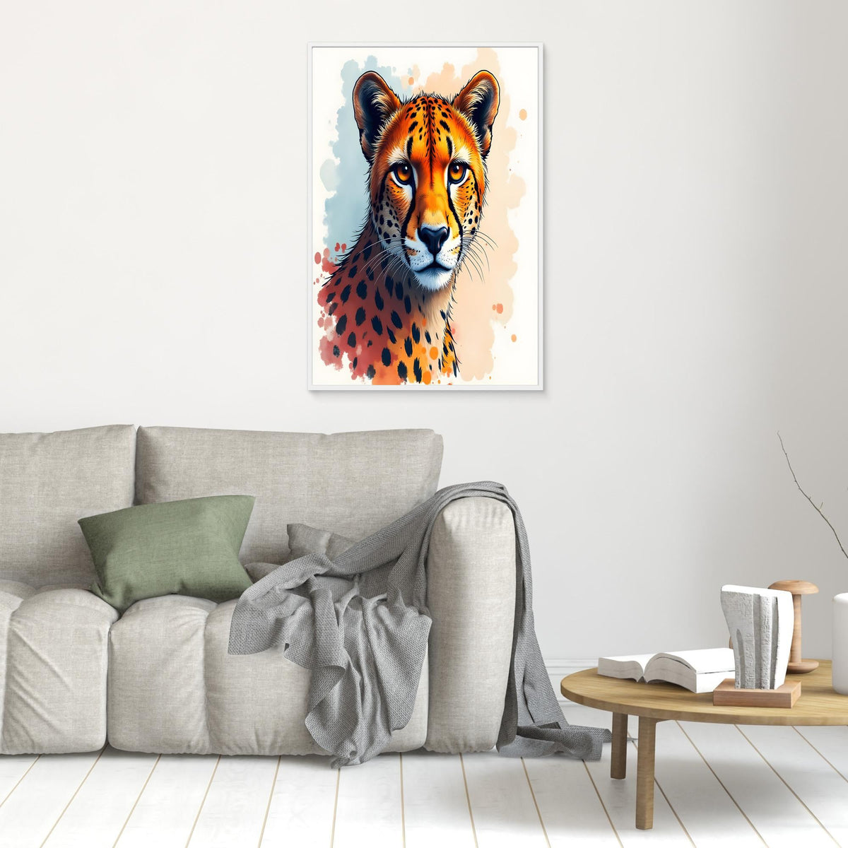 Abstract Cheetah Minimalist Ink Style Canvas