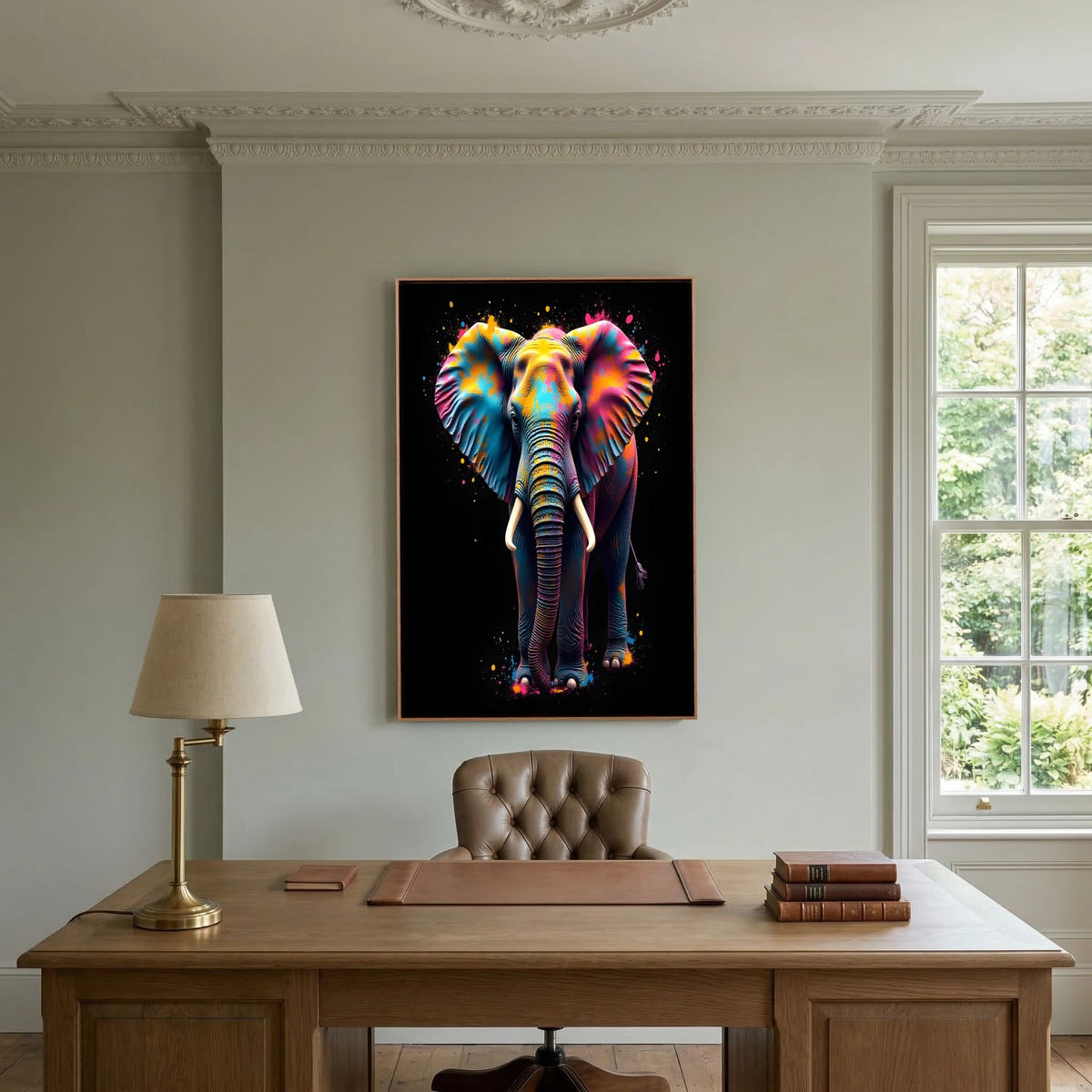 Abstract Elephant Canvas Wall Art, Modern Safari Nursery Print, Warm Toned Statement Decor, Poly-Cotton Framed Wildlife Art, Gift